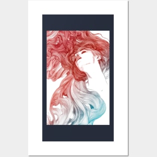 Sleeping Woman blue and red 1 Posters and Art